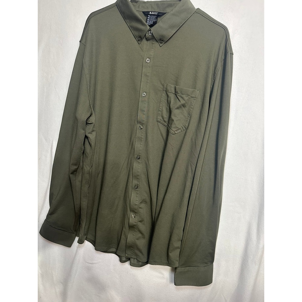 5.11 Tactical Mens 2XL Olive Green Button Down Long Sleeve Shirt 7710161-186 - Picture 4 of 12